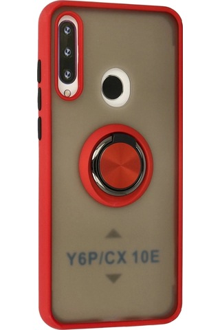 Huawei Y6p Kılıf Montreal Yüzüklü Silikon Kapak - Kırmızı Çok Renkli