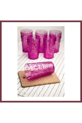 Storeşahin Akrilik Pembe 6'lı Uzun Bardak & Su Meşrubat Bardağı 750 Ml Büyük Boy & Cam Değildir Shn0720