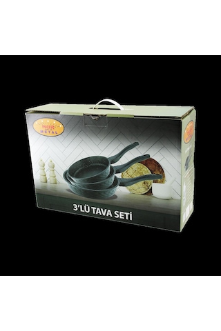 Döküm Tava Seti 3'lü 20-24-28 Cm Siyah