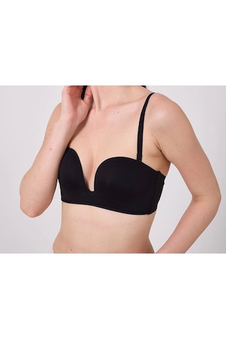 Freshness Msf05 Destekli V Dekolte Lazer Kesim Sütyen Siyah