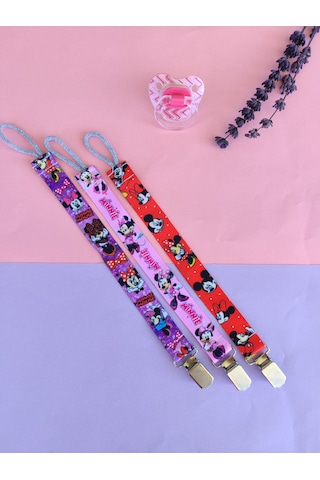 3baby 3'lü Emzik Askısı Seti - Emzik Tutucu - Emzik Zinciri Kız Bebek Çok Renkli