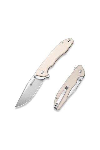 Sencut Sylor Ivory G10 Handle Stonewashed D2 Blade Kamp Çakı Krem