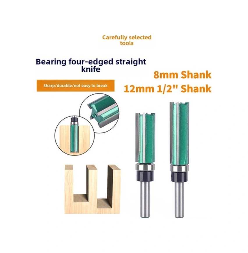 Tongxida Ahşap İşleme İçin 4 Tanağı Kenar Düzeltici, Rulmanlı, Freze Ucu 12 Mm, 2'li Set