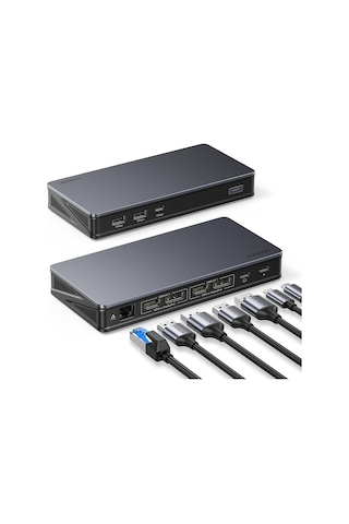 Ugreen 9'u 1 Arada 2 Hdmı 2 Displayport Usb-A 3.2 Gen2 Type-C Ethernet Dönüştürücü