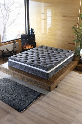 Mu&bah Gri Ultra Ortopedik Hilal Pedli Paket Yaylı Tavşan Tüyü Kumaş Yatak 160x200