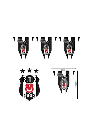 Beşiktaş Üçgen Bayrak Flama - 3.60 Mt