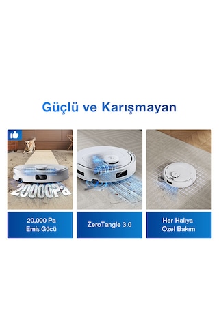 Ecovacs Deebot T30C 1 L Solüsyonlu Beyaz Robot Süpürge