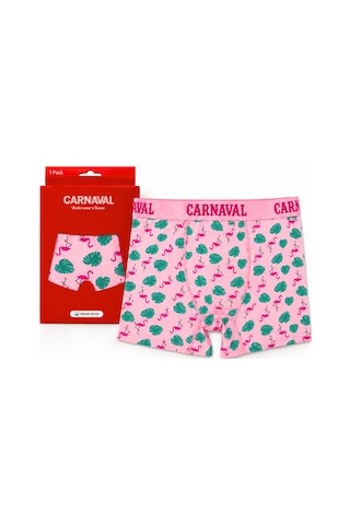 Carnaval Socks Flamingo Desenli Erkek Boxer Pamuklu Likralı Parlak Lastikli Kutulu Pembe Çoklu