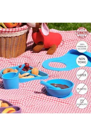 Babychefs Silikon Bebek Beslenme Seti 6 Parça-mavi