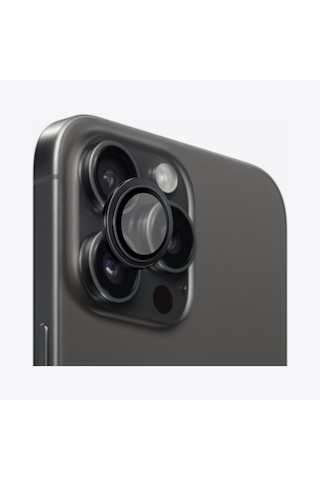 Safeus Safir Temperli Kamera Lens Koruyucu Apple Uyumlu iPhone 15 Pro Max Ve İle Siyah Titanyum