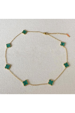 Yonca Gold Kolye 3'lü Bileklik Set Çok renkli