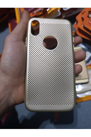 Apple iPhone X / Xs Uyumlu Silikon Kılıf Delikli Gold 2 Adet Gold