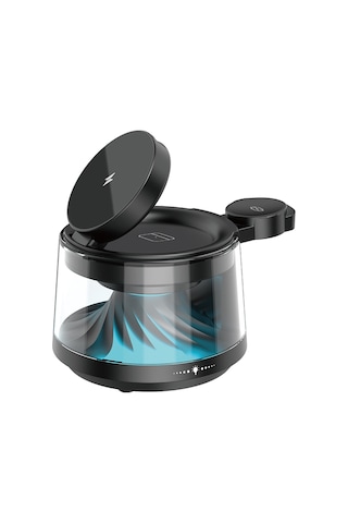 Wiwu Wi-w039 5in1 Kablosuz Şarj Standı Ambiyans Işık Bluetooth Speaker Hoparlör Özellikli 15w Siyah