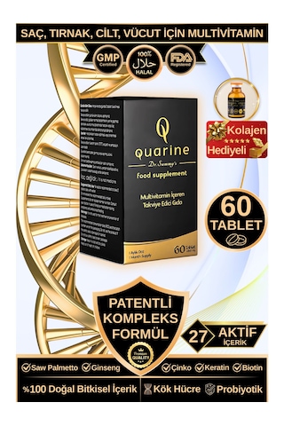 Dr.sammy's Quarine Saç,tırnak,cilt,vücut Vitamini Bitkisel Tablet Kök Hücre,ginseng,keratin,biotin,multivitamin