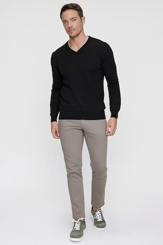 Morven Basic Dinamik Fit Rahat Kesim V Yaka Triko Kazak Koyu Bordo