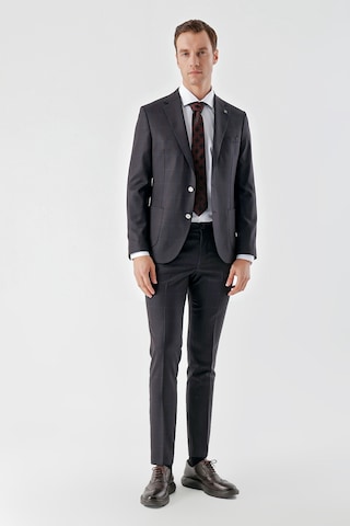 Morven Erkek Mürdüm Poliviskon Trend Ekoseli Slim Fit Mono Yaka Takım Elbise Mürdüm