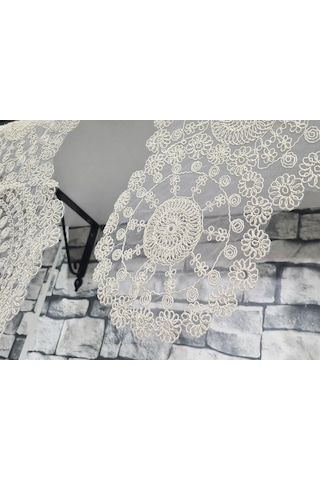 Çeyiz Diyarı Çiçek Kordonlu 5 Parça Salon Takımı Krem