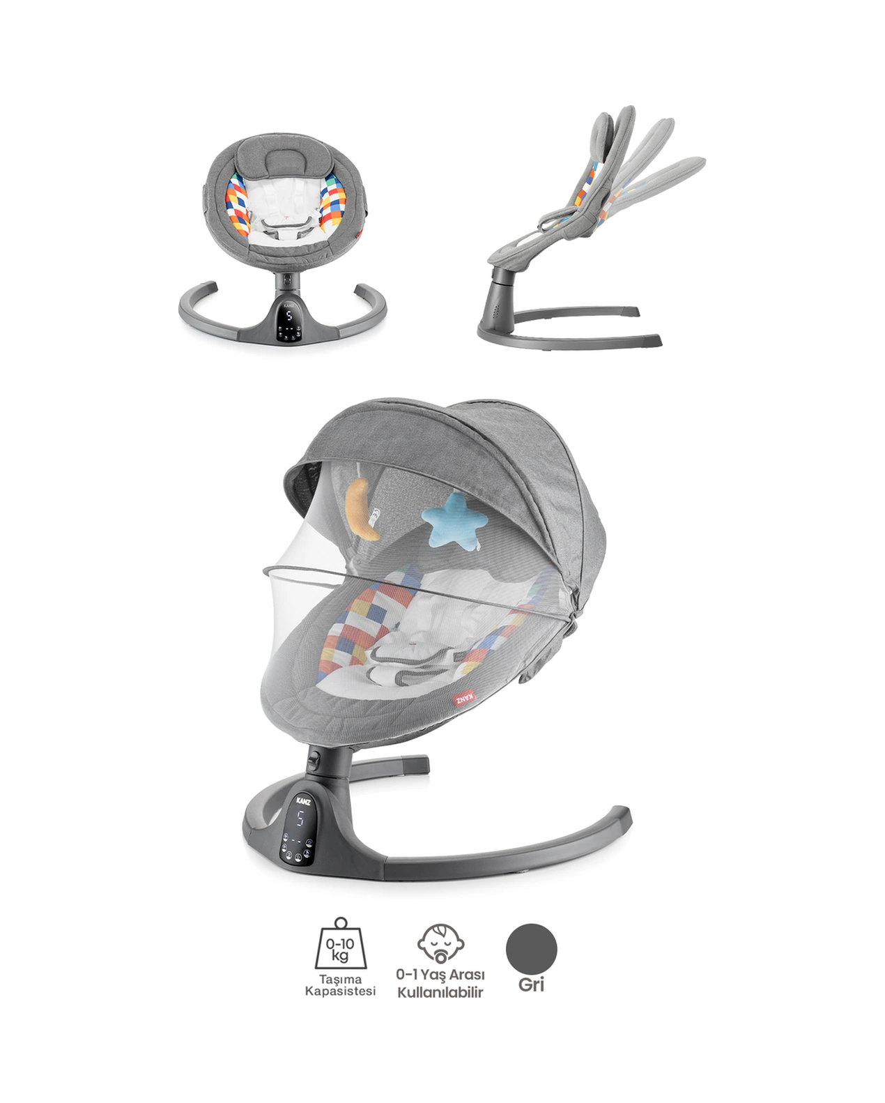 Kanz Flamingo Plus Elektrikli Ana Kucağı Gri