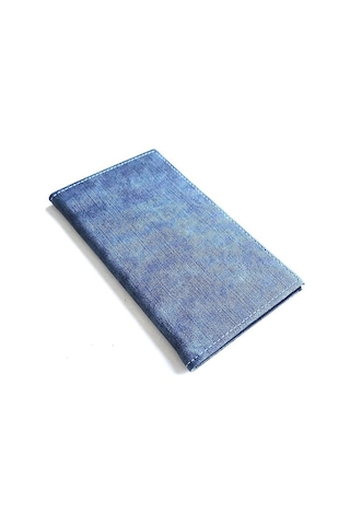 Hesap Sümeni Adisyon Kabı Kot Desen Mavi Vegan Deri 12 X 20 Cm.