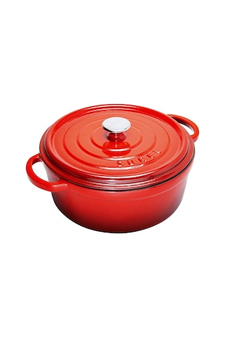 Sürel Aroma Kapak Degrade Kırmızı Yuvarlak Döküm Tencere 32 Cm