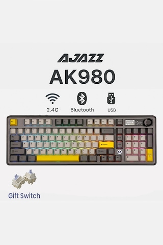 Ak980 3 Modlu Hot-swap Tft Ekranlı Mekanik Oyun Klavyesi-8.000 Mah Batarya Dinamik Rgb
