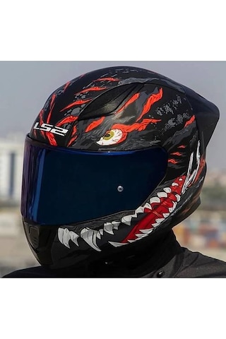 Ls2 Rapıd 2 Race Kaıju Fullface Motosiklet Kaskı Mavi Camlı Siyah