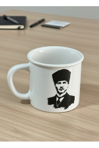 Porselen Kupa Atatürk Desenli 250 Cc Beyaz