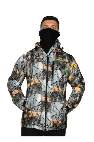 Mysia Outdoor Kamuflaj Desenli Su Geçirmez Softshell Mont Termal İçlikli, Rüzgar Geçirmez, Outdoor Av & Doğa Sporları Montu Çok Renkli