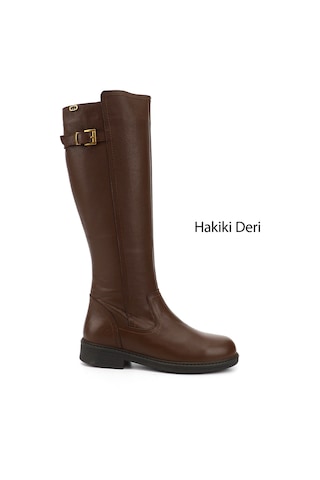 Gönderir Kadın Kahve Floter Fermuarlı Kauçuk Taban Hakiki Deri Çizme Gkzc13444570 Kahverengi