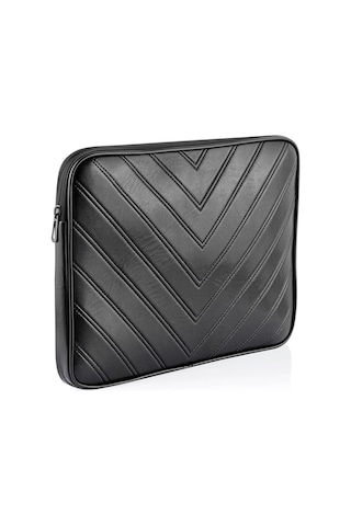 Notebook Laptop Apple Uyumlu MacBook Çantası Suni Deri 13"-13.6" İnç - 800-düz Siyah