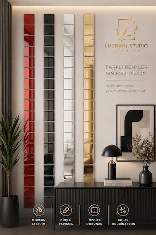 10 Adet 1mm Dekoratif Kare Gümüş Pleksi - 10x10, 15x15, 20x20, 25x25, 30x30, 35x35, 40x40 Cm Kendinden Yapışkanlı Duvar Dekorasyonu Ürünü Pleksi Ayna Beklentisiyle Almayınız