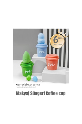 Makyaj Süngeri 3lü Set 3 Pro 3 Mini Coffee Cup Hijyenik Light