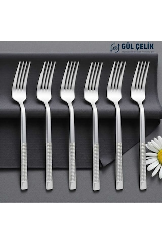 Tatlı Çatalı 6'lı Hasır Model Paslanmaz Çelik 18/0 Paslanmaz Çelik