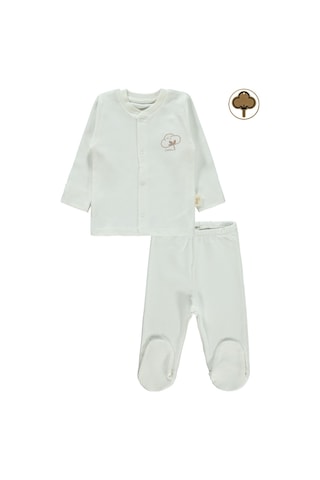 Civil Baby Bebek Organik Pijama Takımı 0-6 Ay Ekru 22330R024SS1-3 Ekru