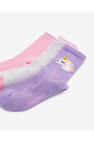 Skechers 3'lü Paket Funny Feet Uzun Çorap Büyük Kız Çocuk Lila-pembe-gri Sk2520117-3474