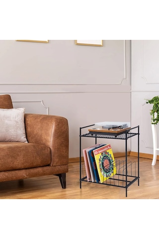 Akıs Home Plak & Pikap Sehpası Metal Siyah