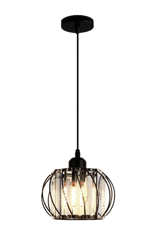 Springsun Siyah Cam Fener Tipi Asım Aydınlatma, 12w Isınak Işık, Uzunluğu Ayarlanabilir Tel, Koridor-balkon-giriş İçin Modern Tasarım Siyah