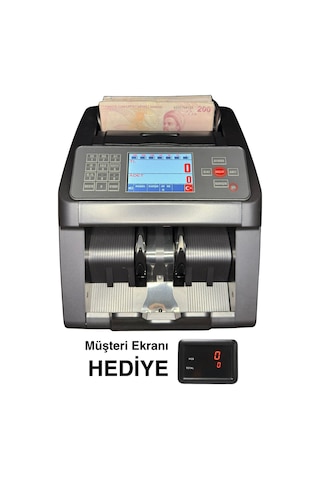 Sesli Karışık Para Sayma Makinesi Mıx 80 New, Tl Ve Euro Karışık Sayım - Dolar Adet Sayım Müşteri Ekranı