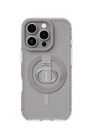 İphone 16 Pro Uyumlu Kılıf Magsafe Şarj Özellikli Yüzük Standlı Amazingthing Titan Pro Serisi Kapak Gri