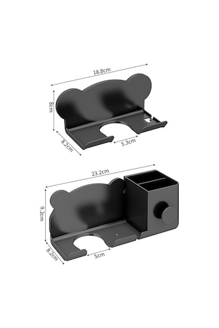 Saç Kurutma Makinesi Duvara Monte Tutucu Banyo Rafı Depolama Rafı İçin, Stil: Siyahı Yükselt Siyah