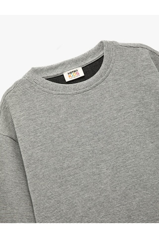 Koton Bisiklet Yaka Şardonlu Gri Erkek Çocuk Sweatshirt 6wkb10203tk Gri