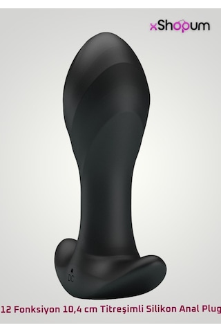 xShopum 12 Fonksiyon 10,4 Cm Titreşimli Silikon Anal Plug
