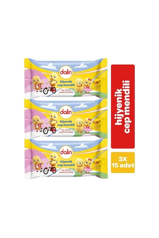 Dalin Hijyenik Islak Cep Mendil 3x15 Adet DAL-7663