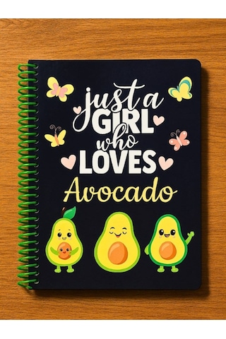 Öğrenci Ve Ofis Kullanımı İçin Uygun Just A Girl Who Loves Avocado Temalı Spiralli Kareli Defter
