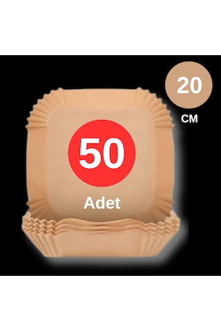 50 Adet Air Fryer Pişirme Kağıdı Tek Kullanımlık Yağ Geçirmez Yapışmaz Kare Tabak Model 20 Cm