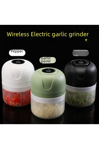 Vkemall Küçük Boylu Kablosuz Elektrikli Sarımsak Dilimleyici - 250ml Yeşil, Ev Ve Restoranlarda Hızlı Sarımsak İşleme, Toptan Satış Siyah