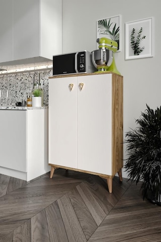 Simple Çok Amaçlı Dolap Mutfak Balkon Kiler Banyo Ayakkabılık Dolabı Ekru Ceviz