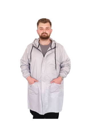 Mode Xl Büyük Beden Erkek Yağmurluk Kapşonlu 22700 Gri Gri
