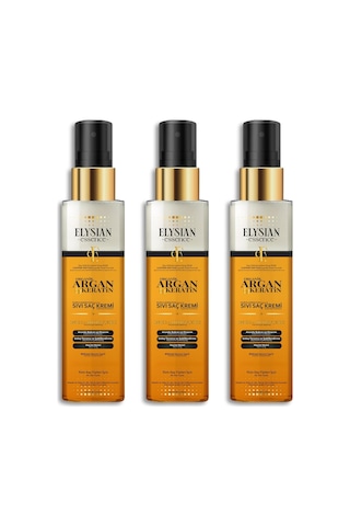Organik Argan & Keratin Sıvı Saç Kremi 3'lü Set Durulanmayan, Dökülme Karşıtı, Onarıcı Ve Dolgunlaşt