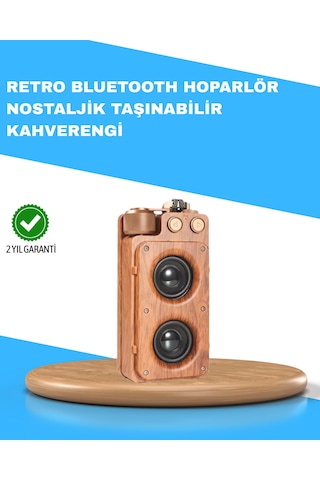 Retro Radyo Tasarım Bluetooth Hoparlör 1800mah Uzun Çalma Süresi
